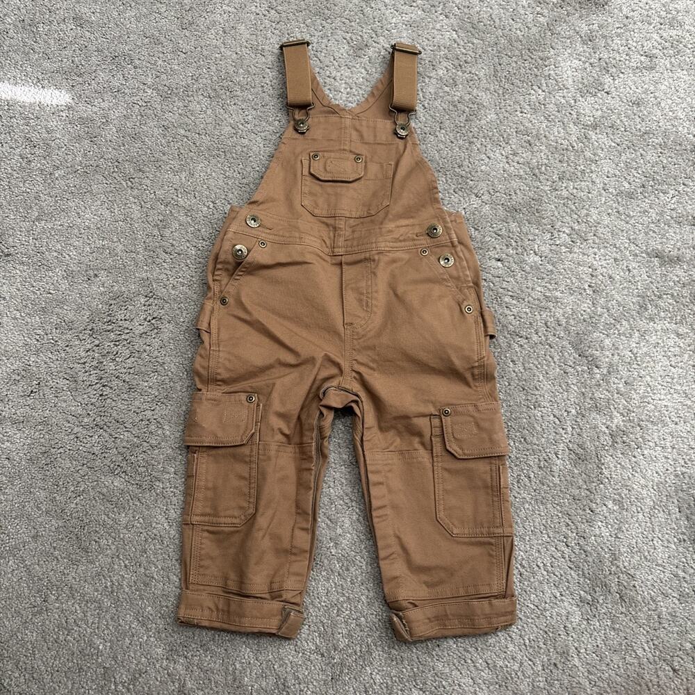 Duluth Trading Co Kids DuluthFlex Fire Hose Bib Overalls Brown Size 2T